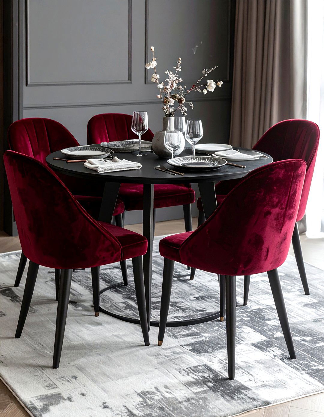 Velvet Dining Chair Set - 30 attainable dining room ideas