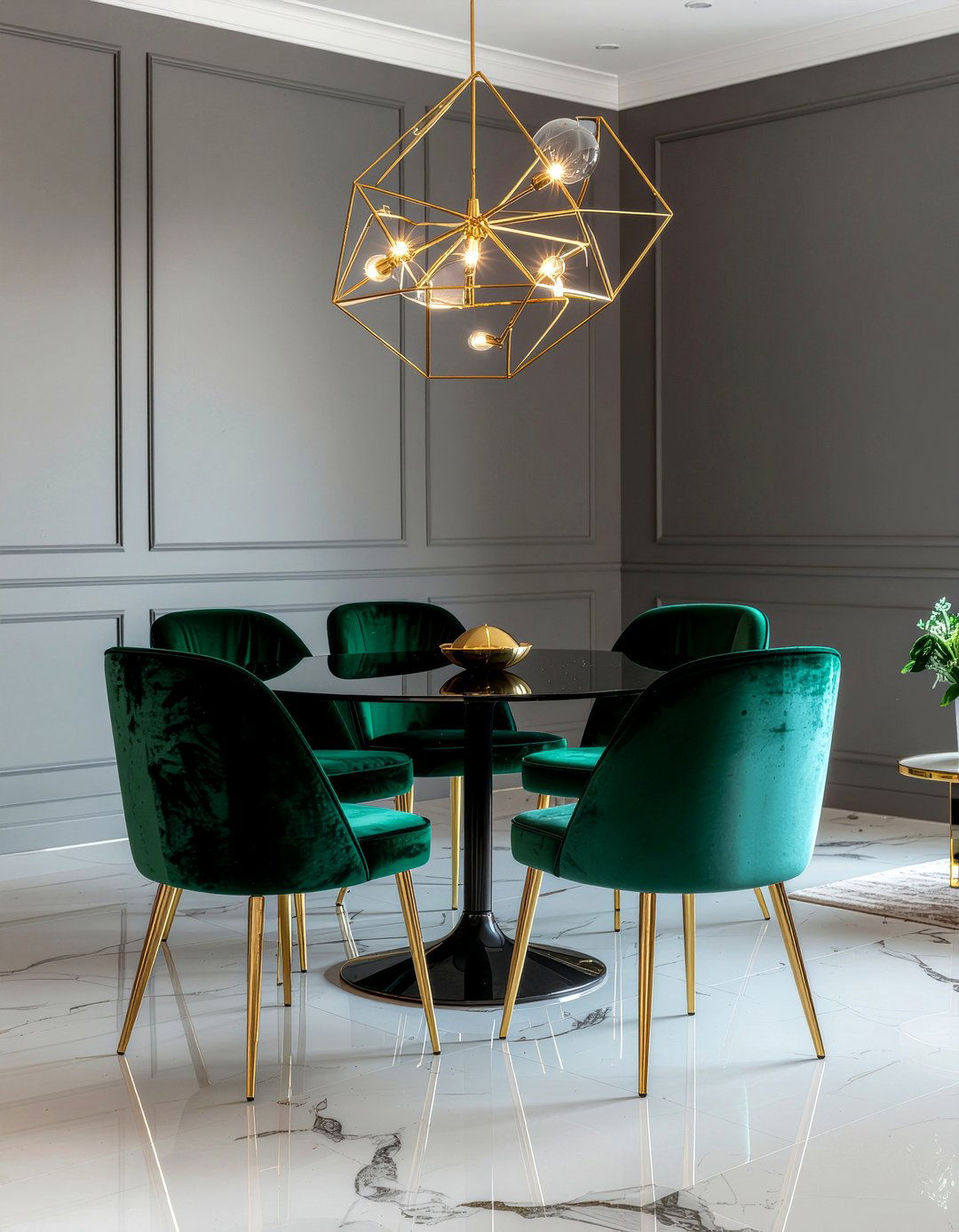 Velvet Dining Chairs - 30 custom home dining room ideas