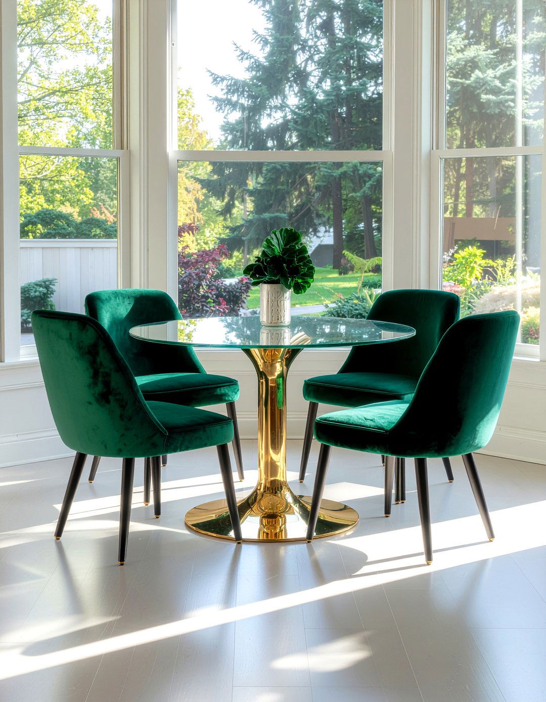 Velvet Dining Chairs - 30 bay window dining ideas