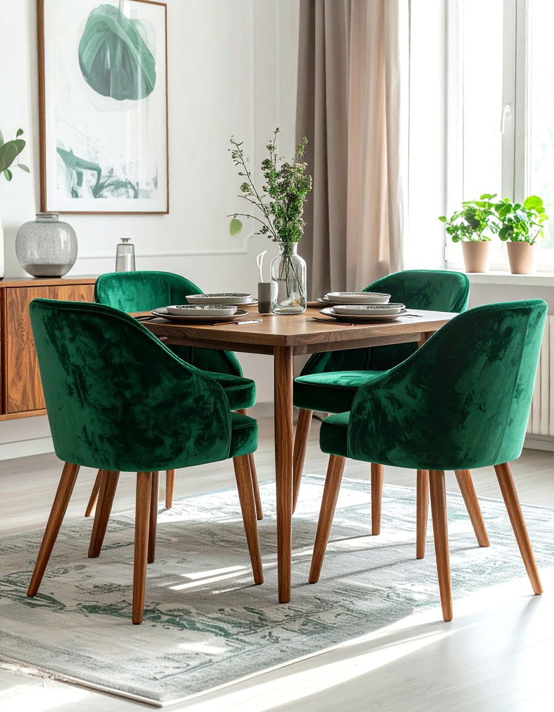 Velvet Dining Chairs - 30 boho dining room ideas