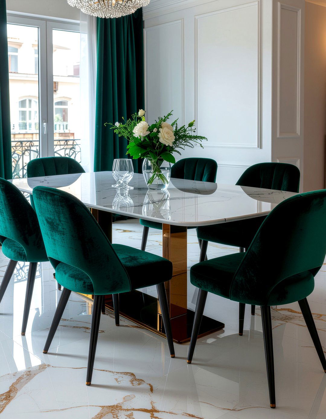 Velvet Dining Chairs - 30 eclectic dining room ideas