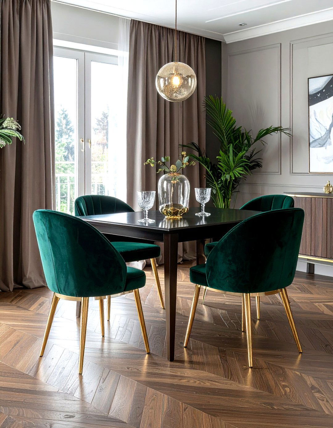 Velvet Dining Chairs - 30 modern classic dining room ideas
