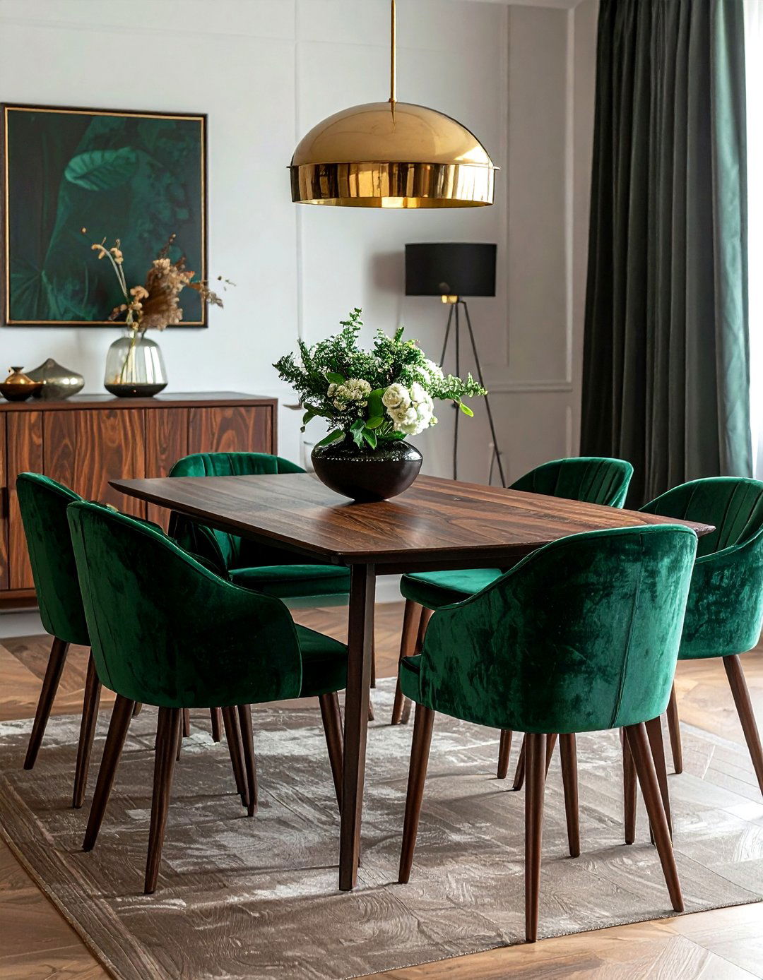 Velvet Dining Chairs - 30 streamlined dining room ideas