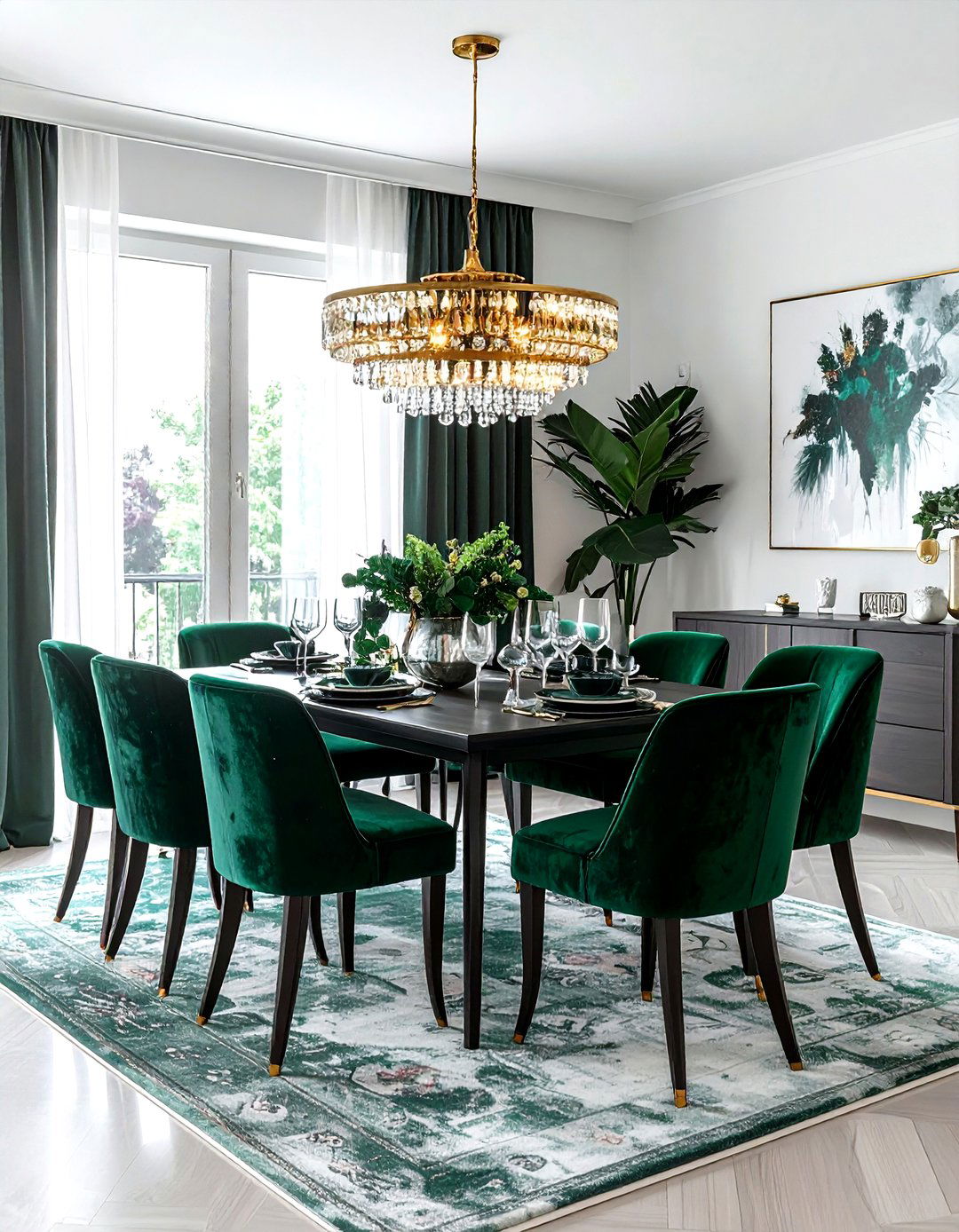 Velvet Dining Room - 30 cozy evening dining room ideas