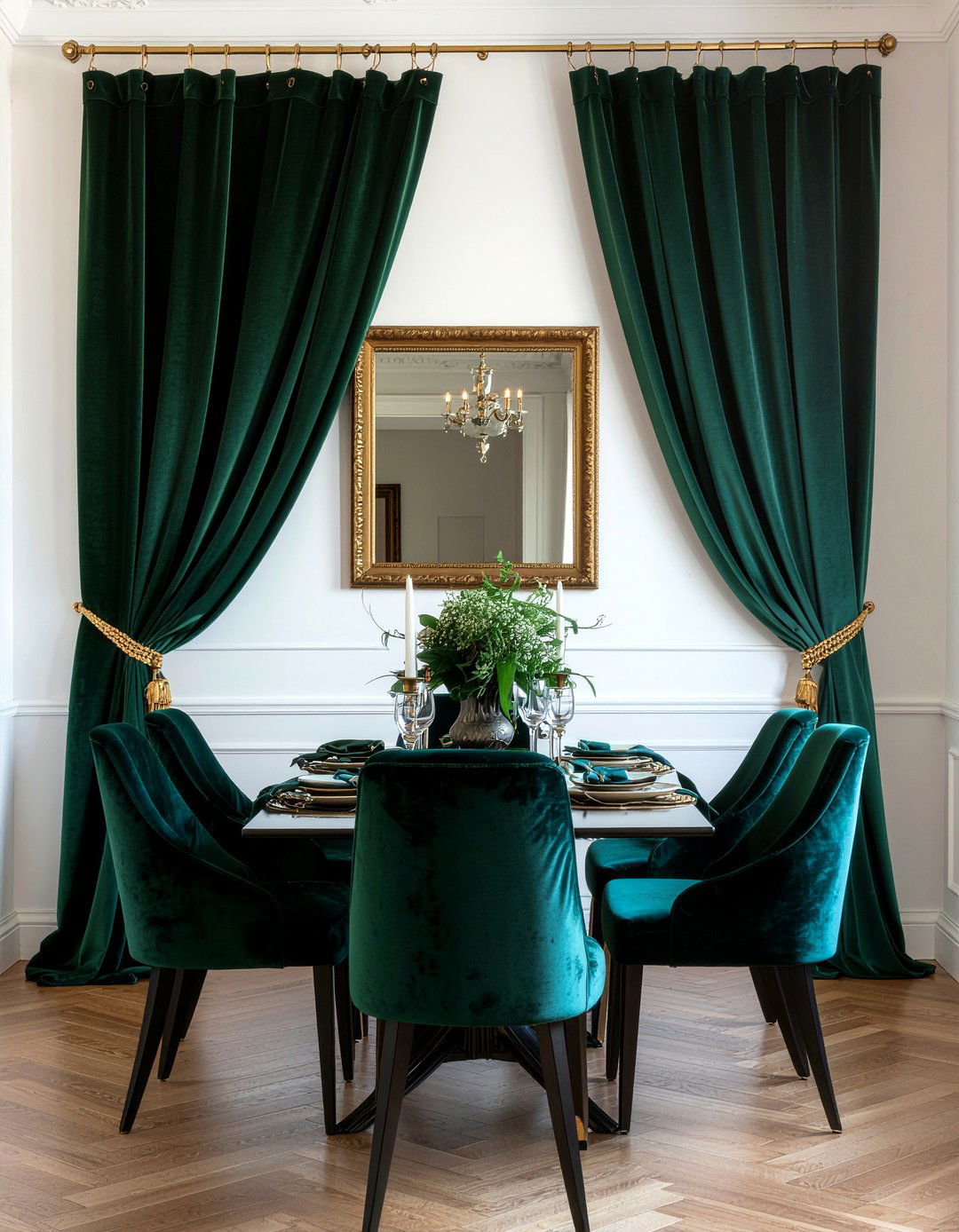 Velvet Drapes - 30 dining room window treatment ideas
