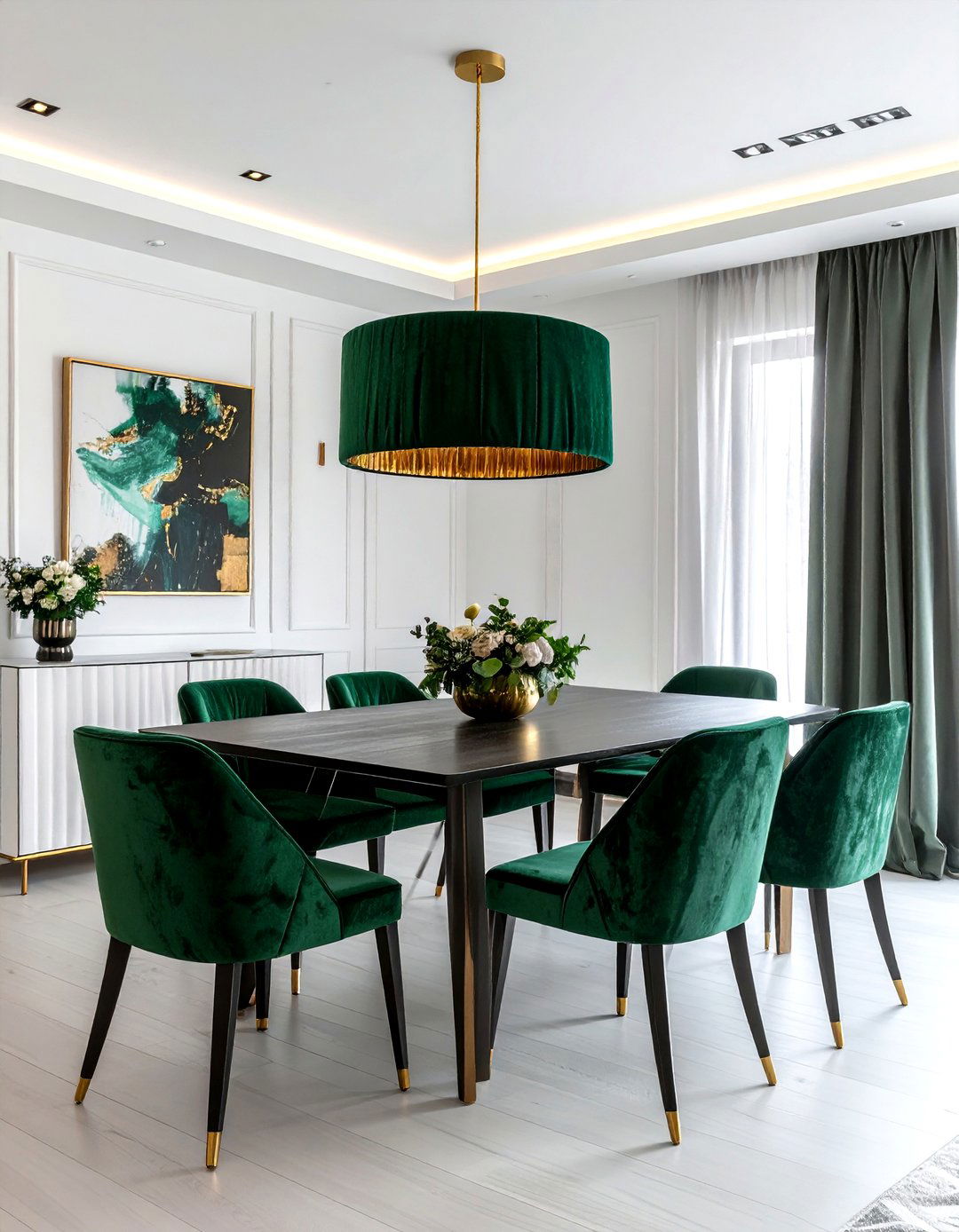 Velvet Drum Shade - 30 single pendant dining room ideas