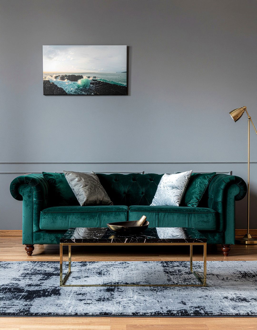 Velvet English Arm Sofa - 30 living room English arm sofa ideas