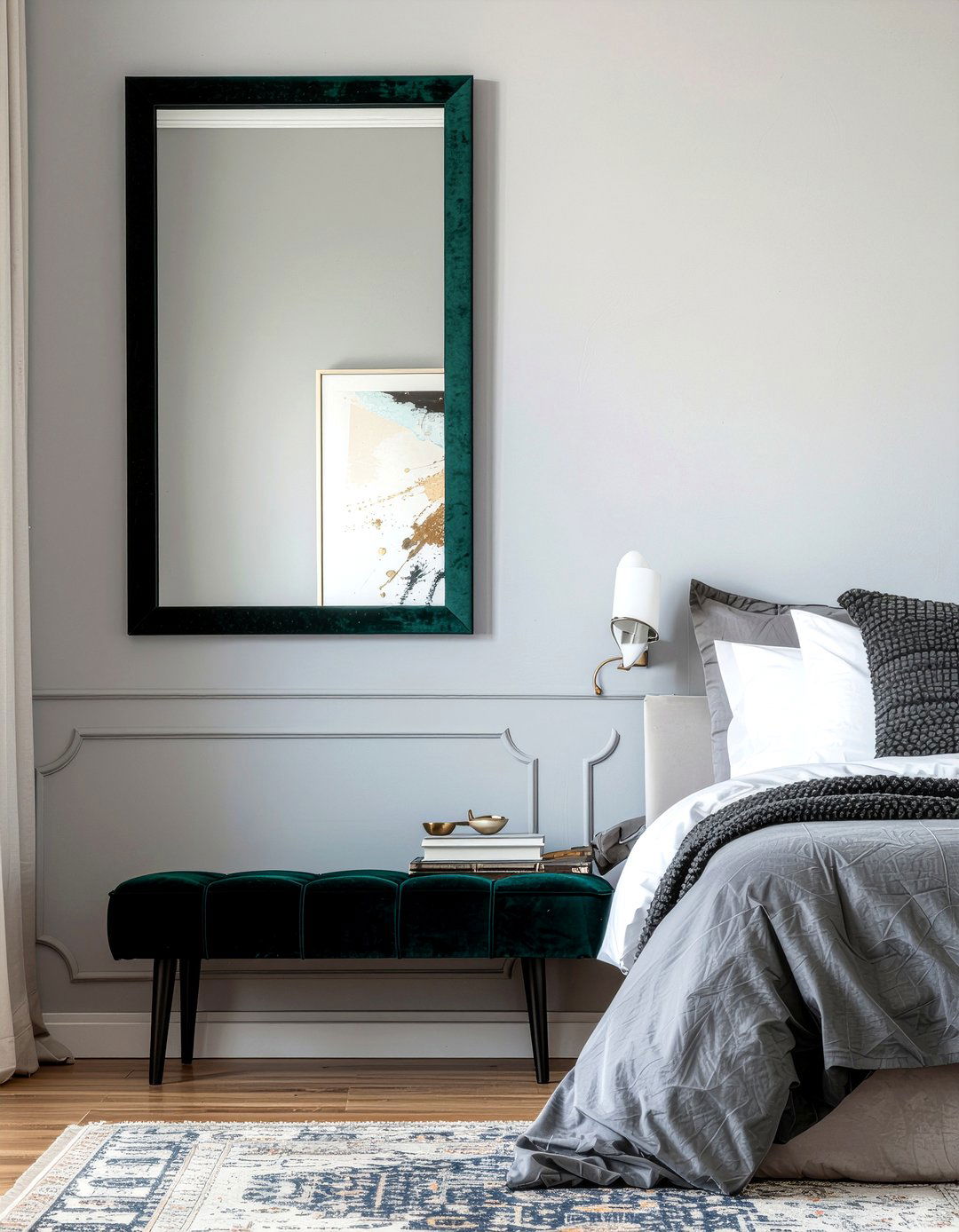 Velvet Framed Mirror - 30 bedroom decorative mirrors