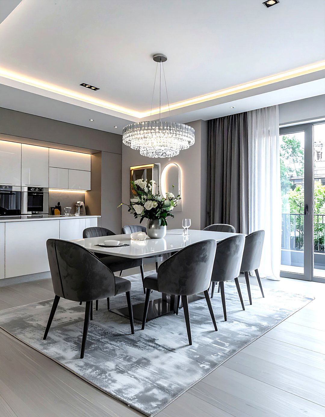 Velvet Gray And White Dining Room - 30 gray and white dining room ideas