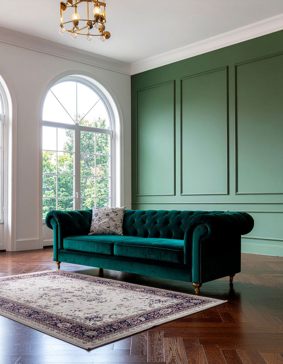 Velvet Green Sofa - 30 living room upholstered sofa ideas
