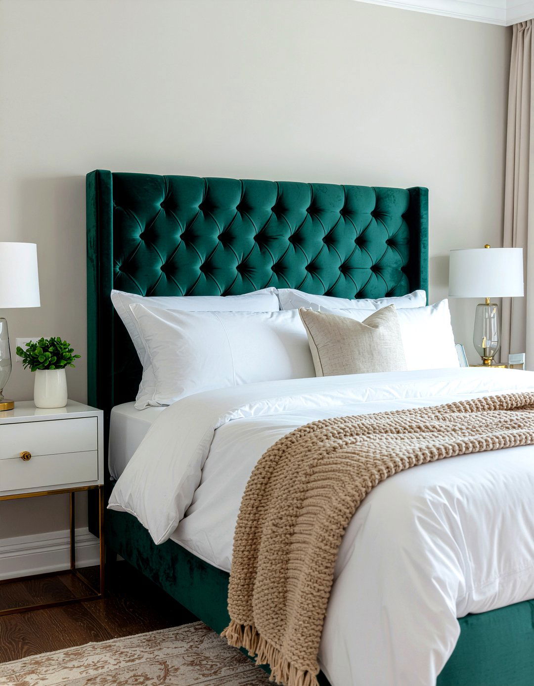 Velvet Headboard - 30 grand bedroom ideas