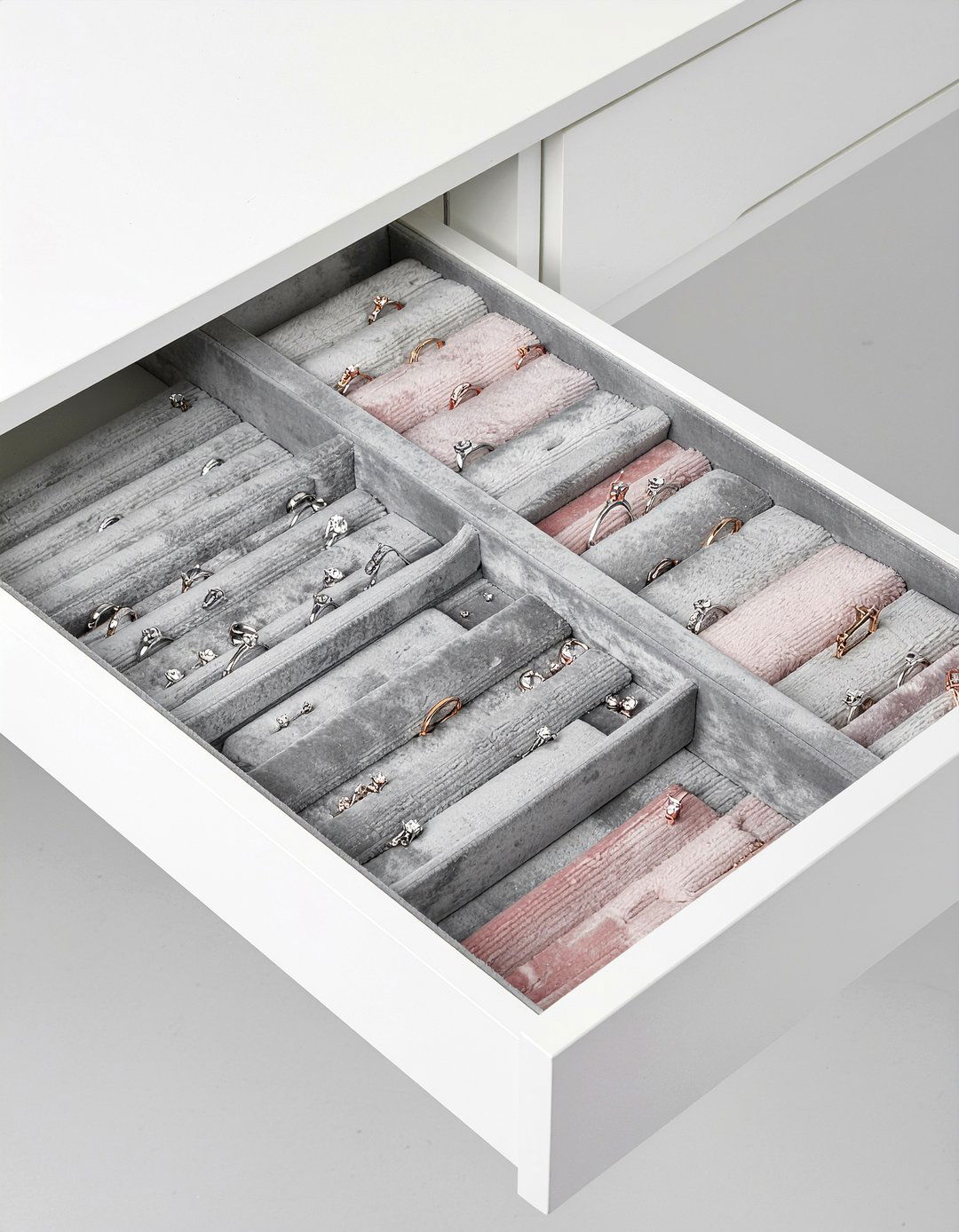 Velvet Jewelry Drawer Inserts - 30 bedroom jewelry storage ideas