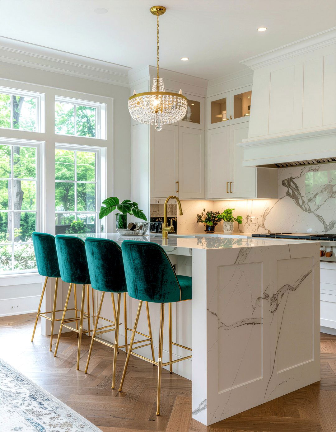 Velvet Kitchen Bar Stools - 30 glam kitchen ideas