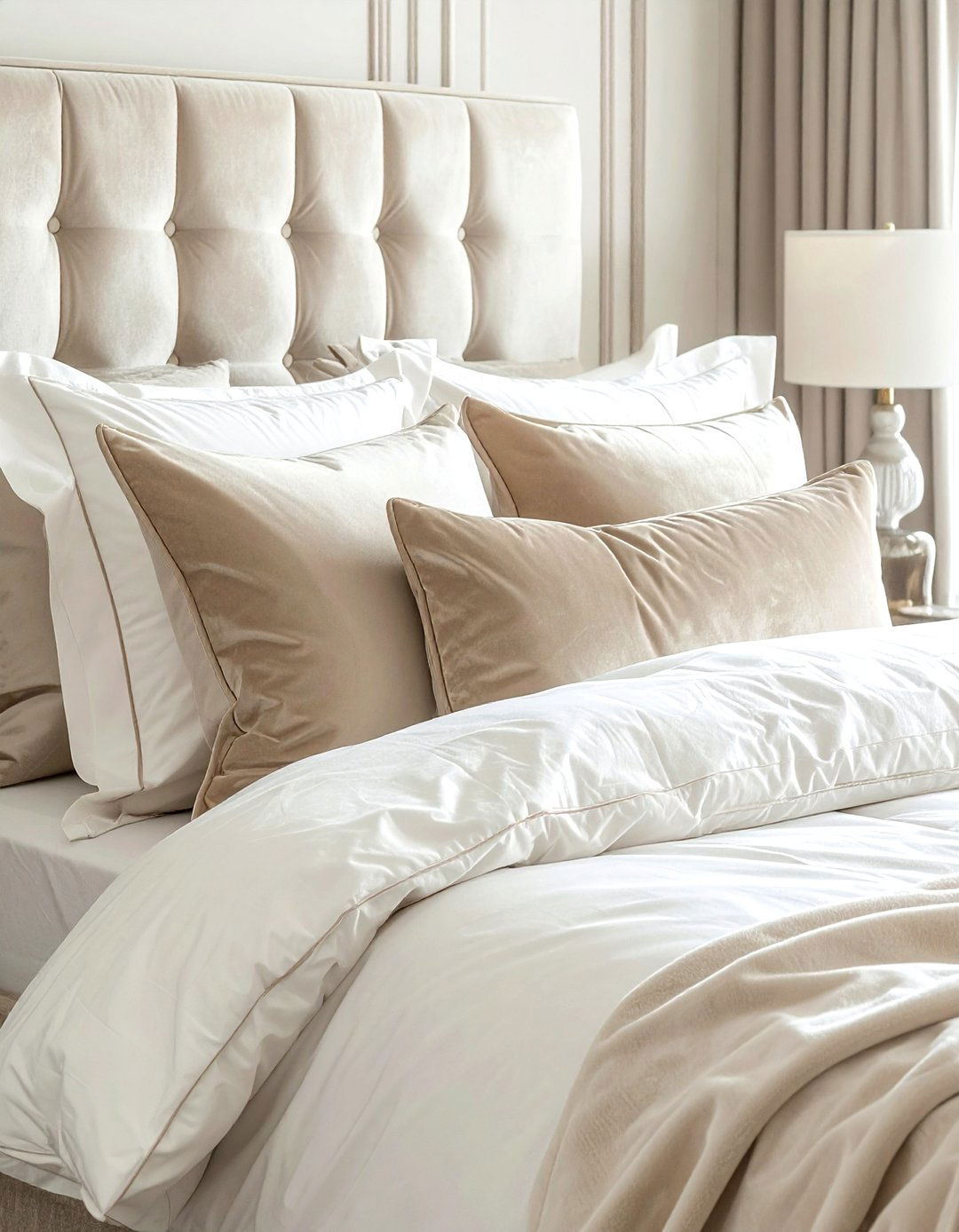 Velvet Lumbar Pillow - 30 beige bedroom accessories ideas