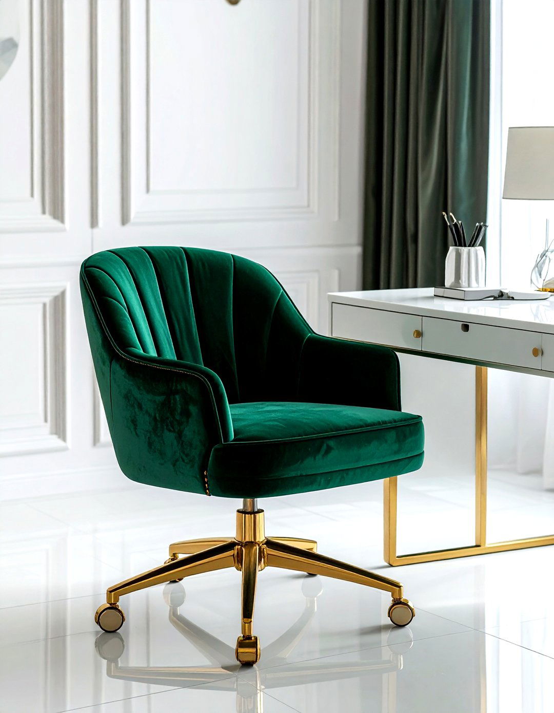 Velvet Office Chair - 30 cozy office ideas