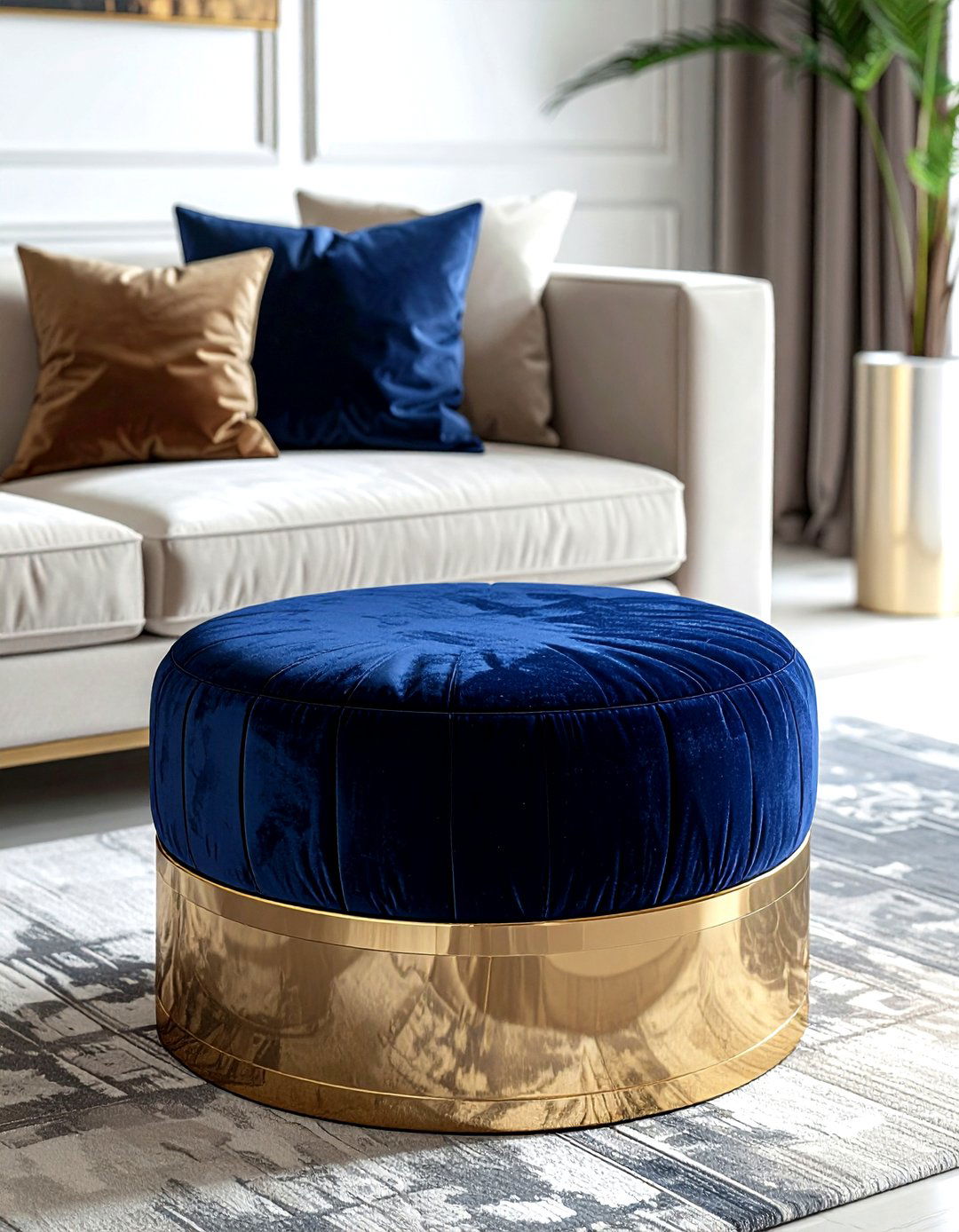 Velvet Ottoman - 30 Hollywood regency decor ideas