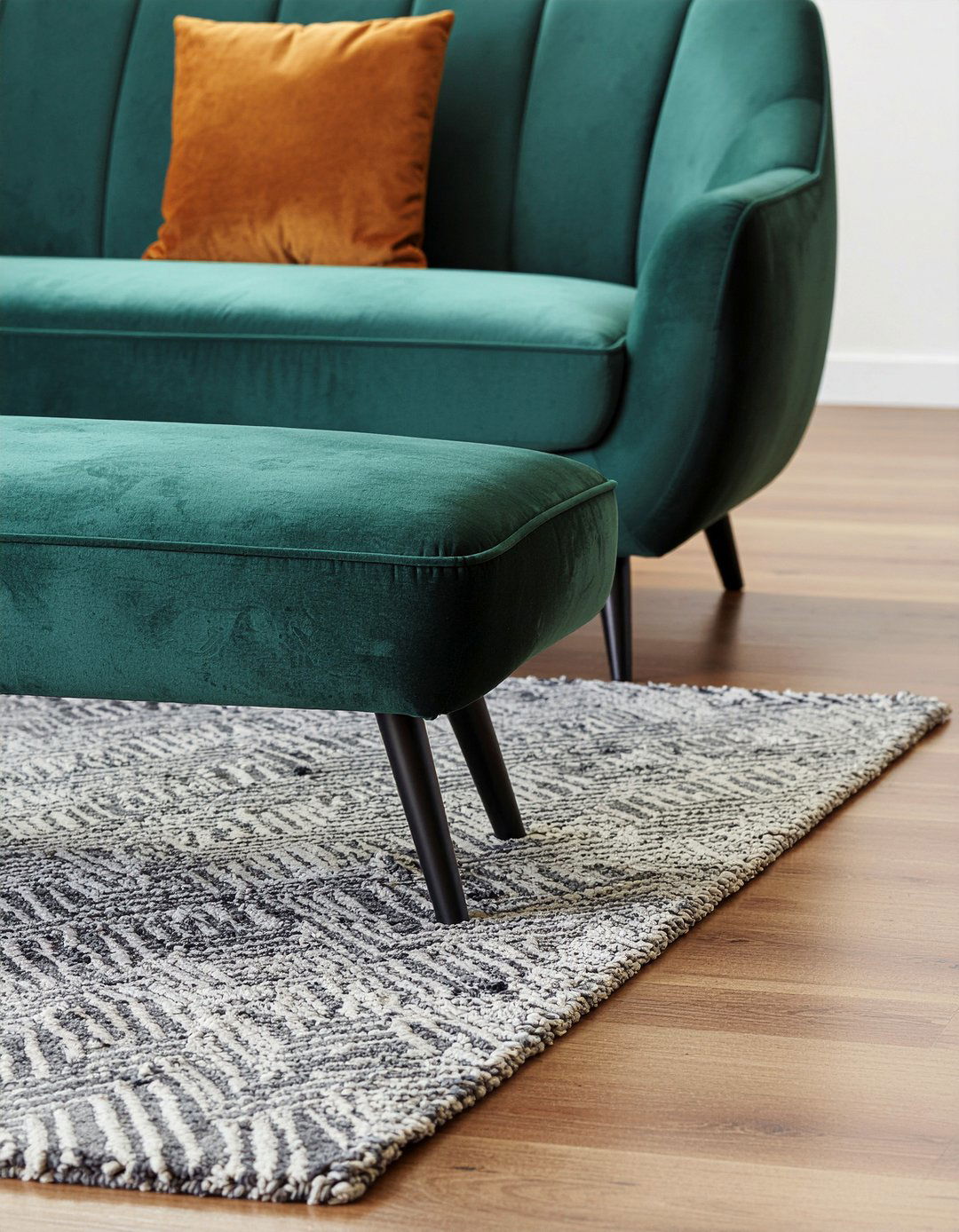 Velvet Ottoman Bench - 30 living room Scandinavian furniture ideas