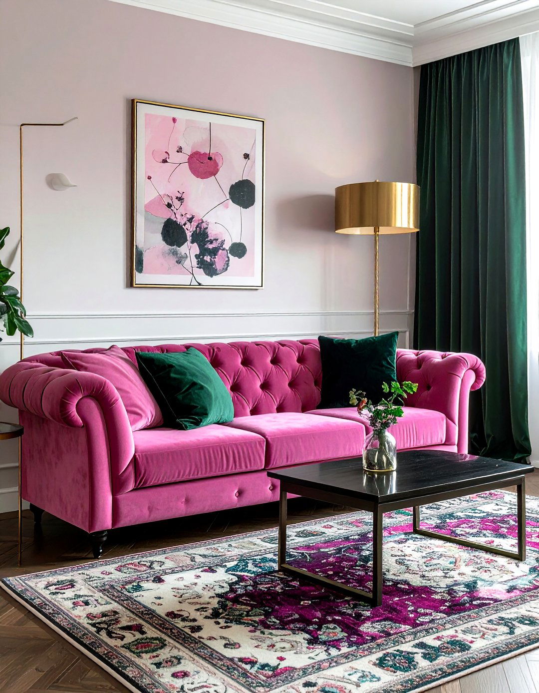 Velvet Pink Sofa - 30 pink decor ideas