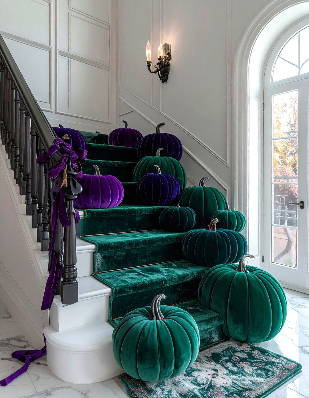 Velvet Pumpkin Display - 30 spooky decor ideas