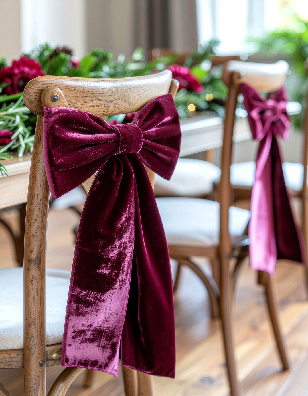 Velvet Ribbon Chair Decor - 30 festive dining room ideas