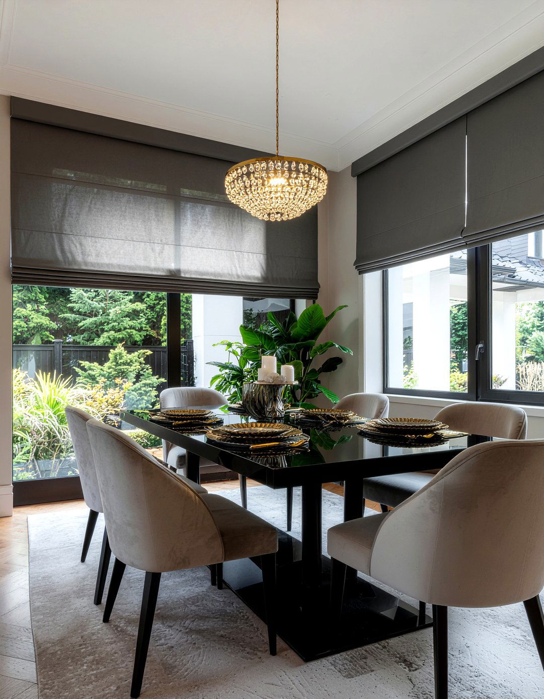 Velvet Roman Shades - 30 dining room roman shade ideas