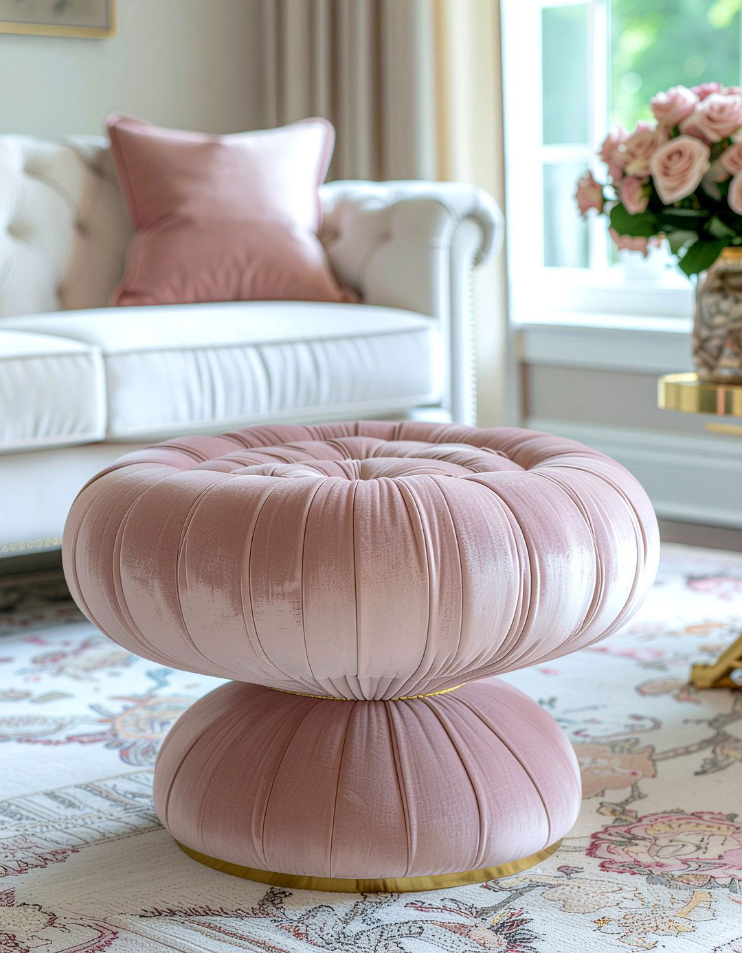 Velvet Scalloped Footstool - 30 living room footstool ideas