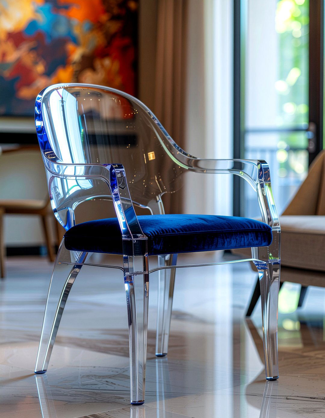 Velvet Seat Acrylic Chair - 30 acrylic dining chair ideas
