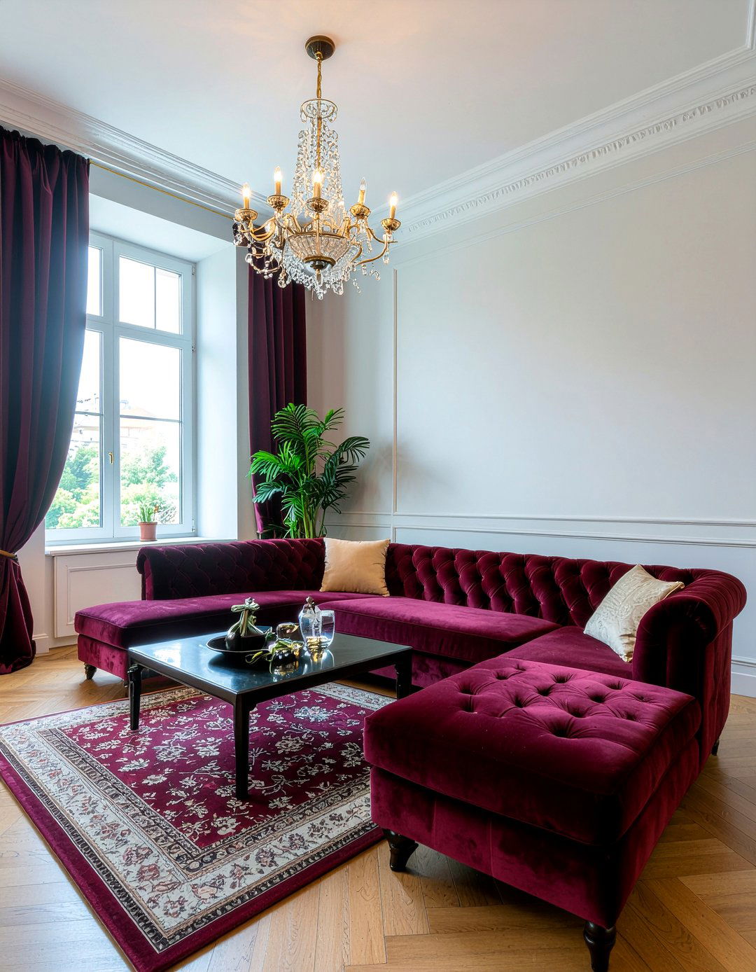 Velvet Sectional In Formal Living Area - 30 living room sectional layout ideas