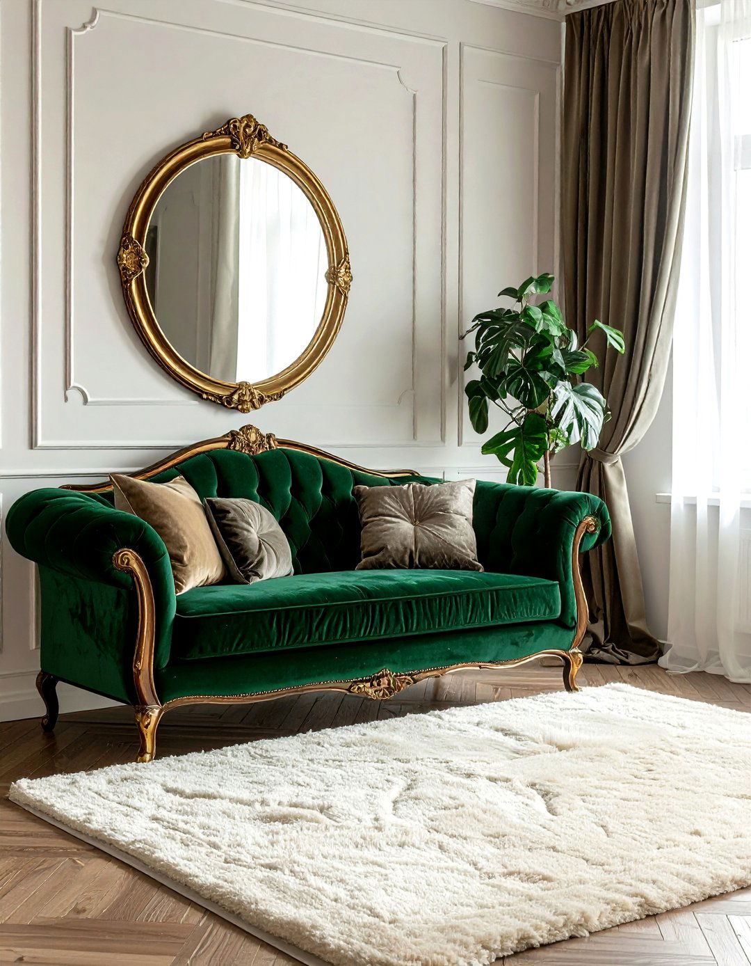 Velvet Settee - 30 bedroom seating arrangements ideas