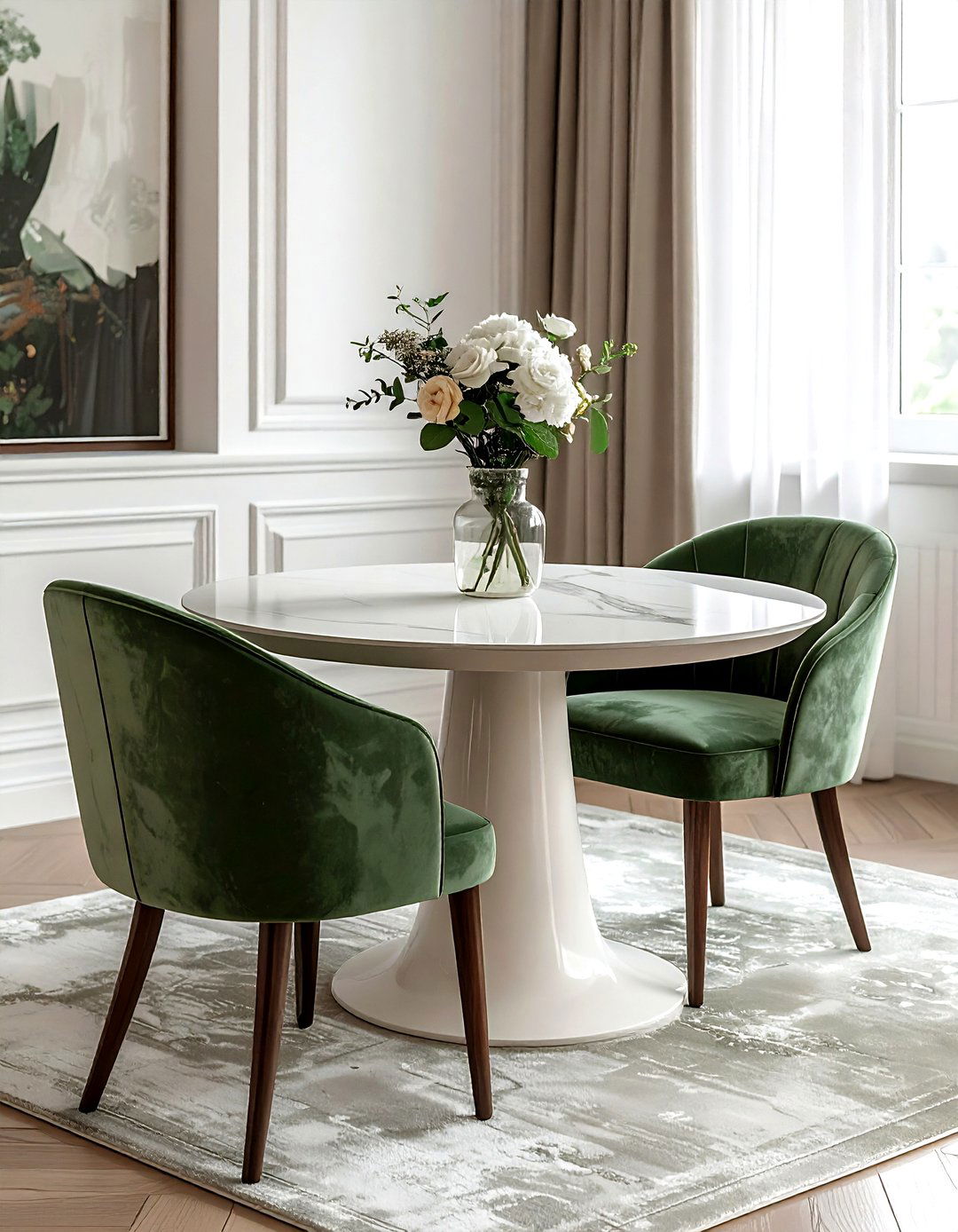 Velvet Slipcovered Chair - 30 modern traditional dining room ideas