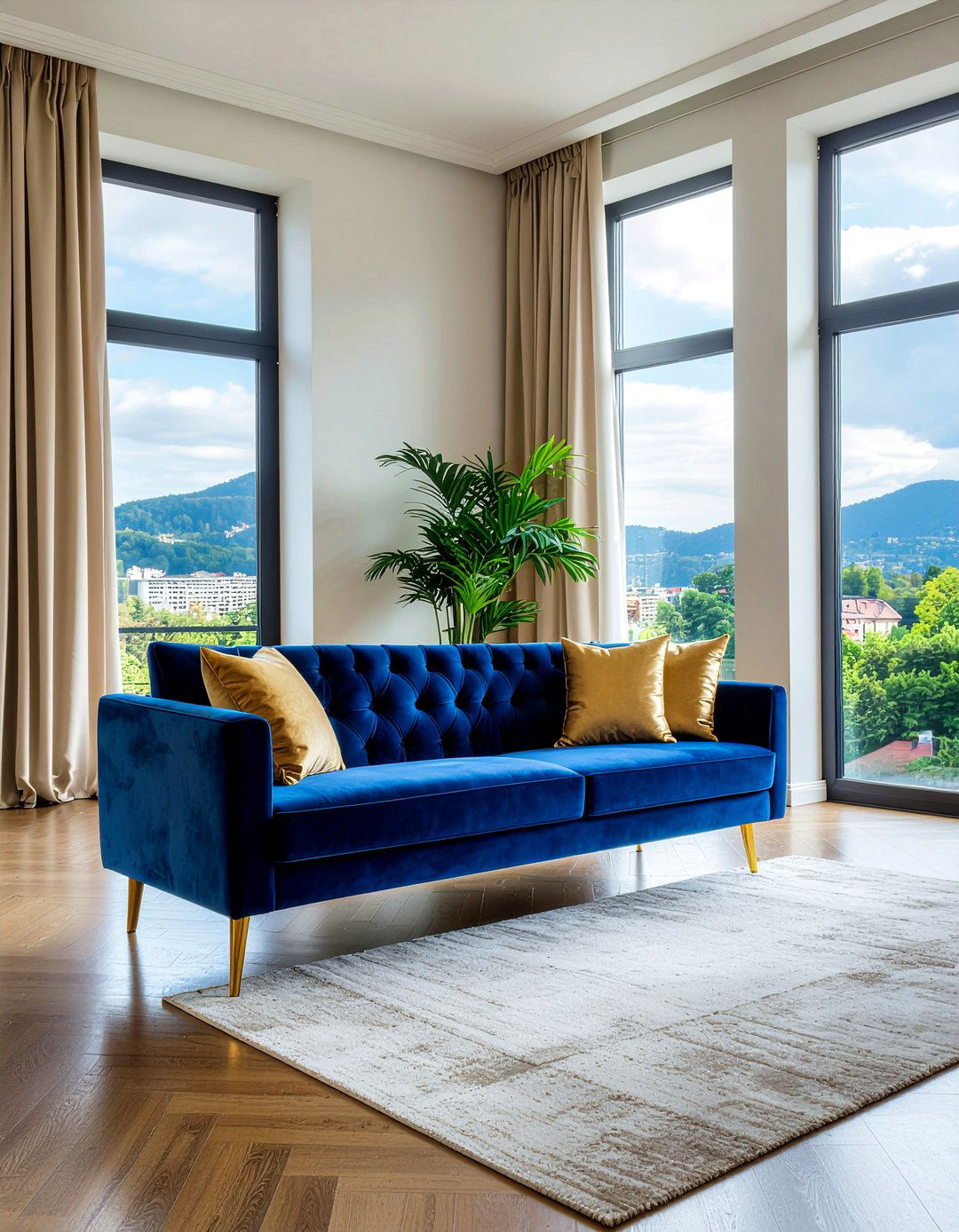 Velvet Sofa - 30 glam living room ideas