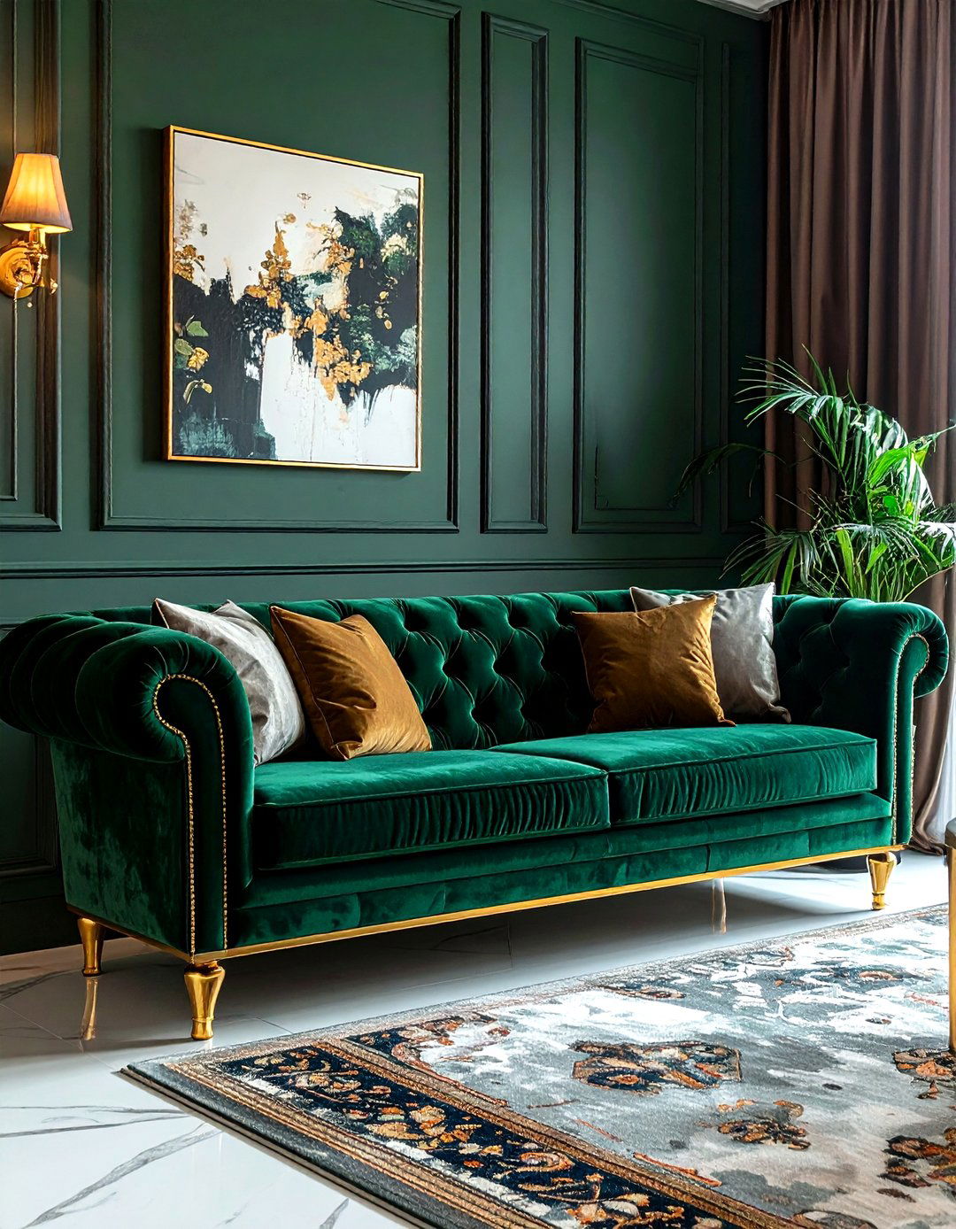 Velvet Sofa - 30 Hollywood regency decor ideas