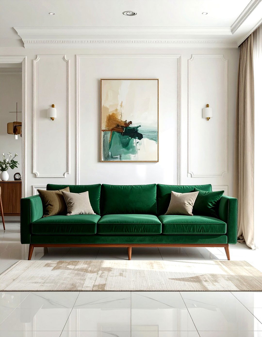 Velvet Sofa In Living Room - 30 modern traditional decor ideas
