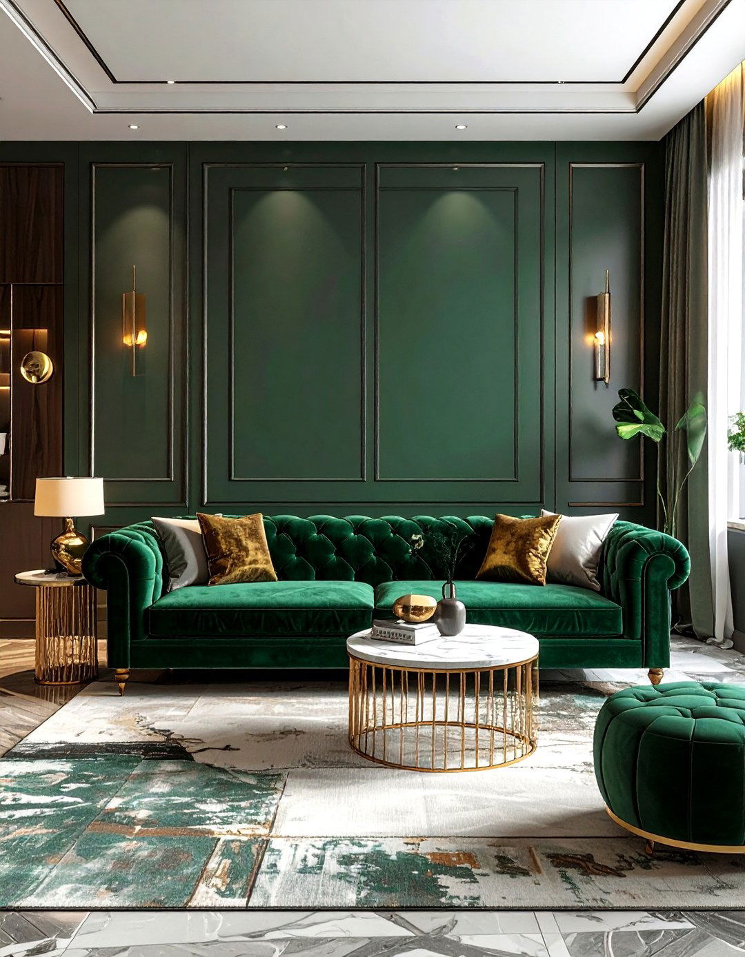 Velvet Sofa Seating - 30 loft living room ideas