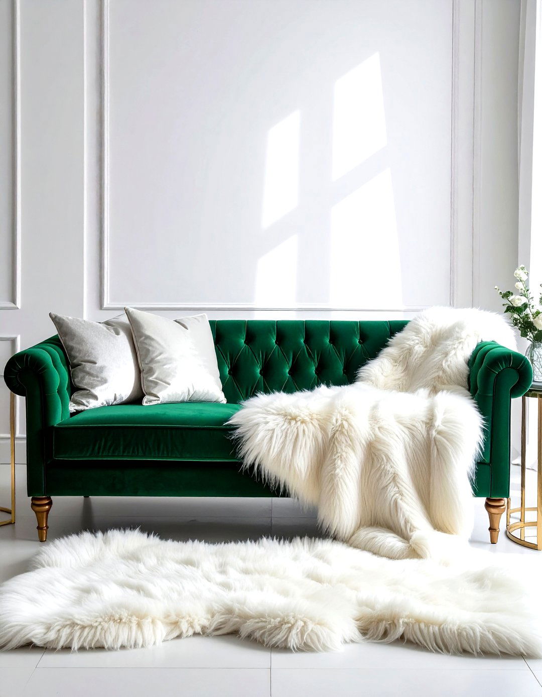 Velvet Sofa Sheepskin - 30 sheepskin living room ideas