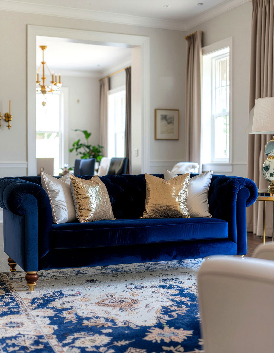 Velvet Sofa Styling - 30 townhouse living room ideas