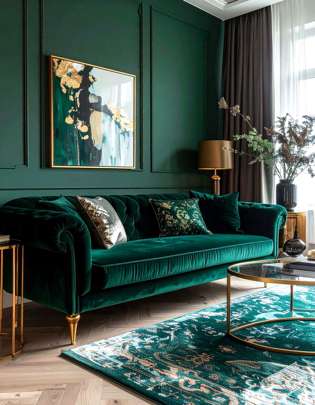 Velvet Sofa Styling - 30 apartment decor ideas