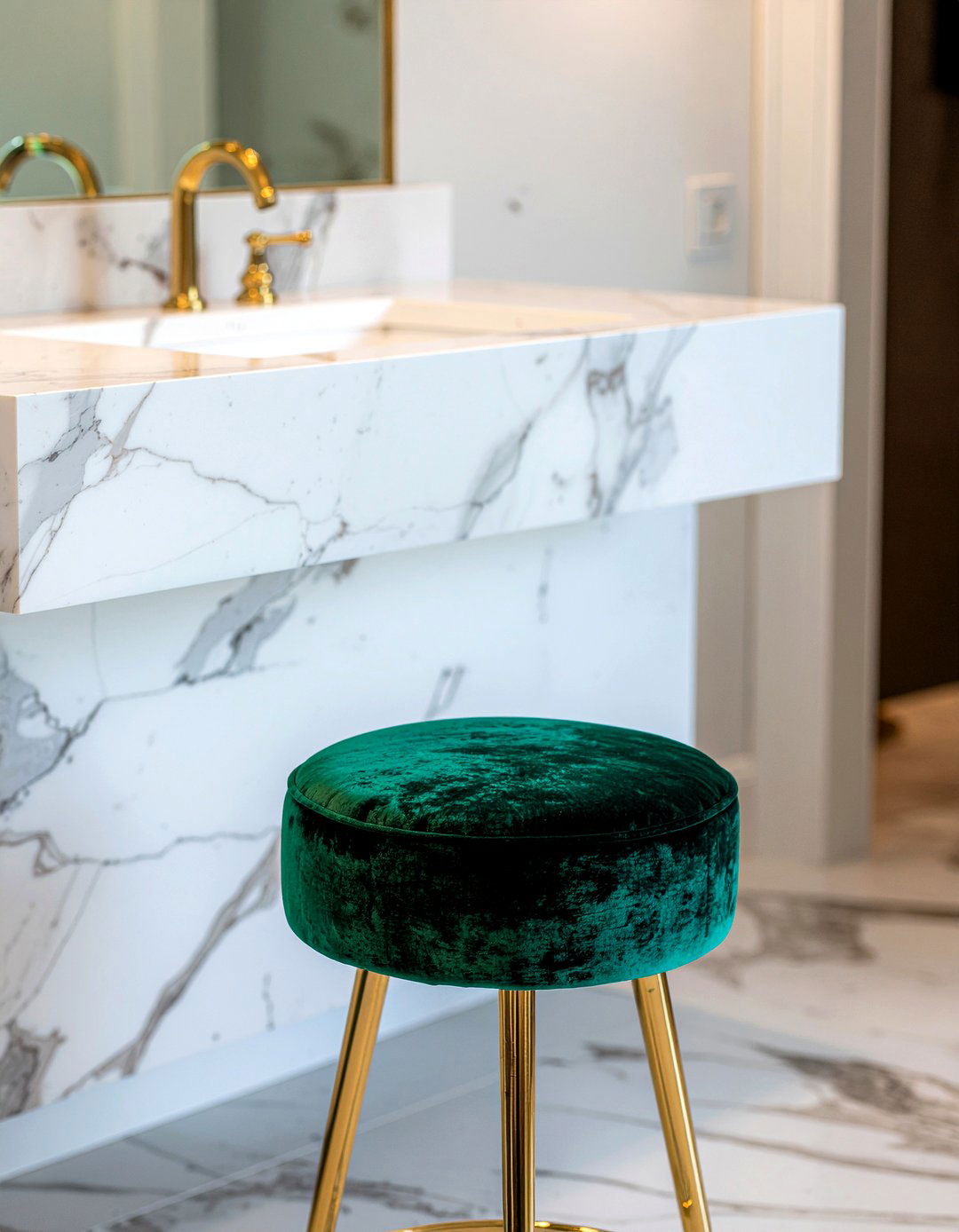Velvet Stool Bathroom - 30 glam bathroom ideas