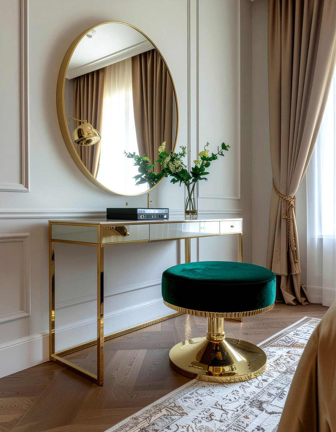 Velvet Stool Vanity - 30 bedroom modern vanity designs