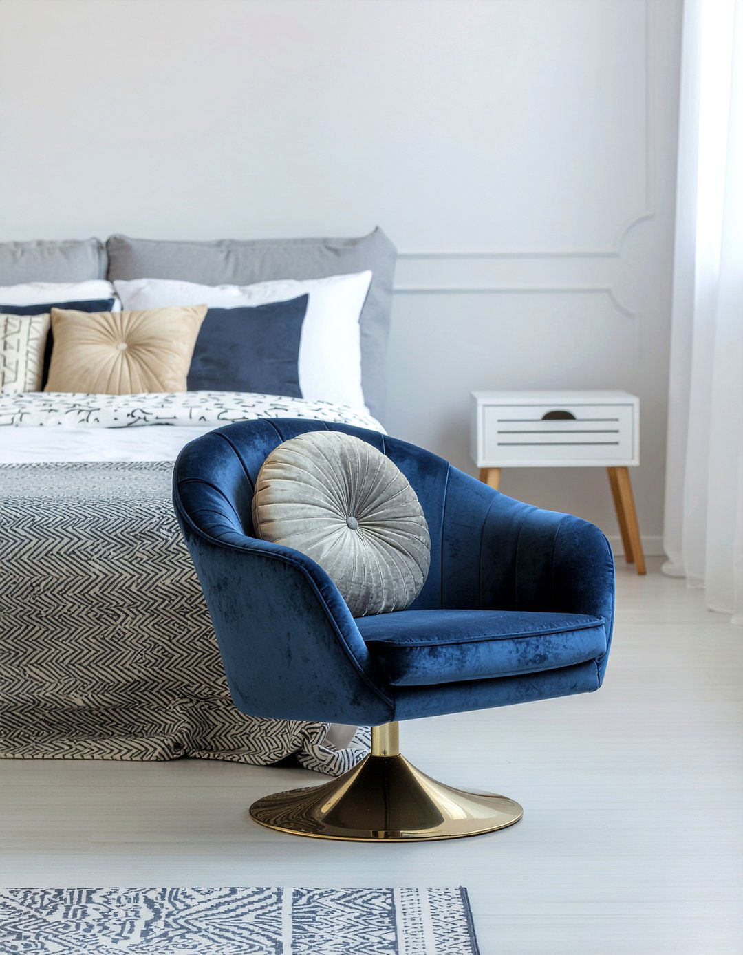 Velvet Swivel Chair - 30 bedroom lounge chairs