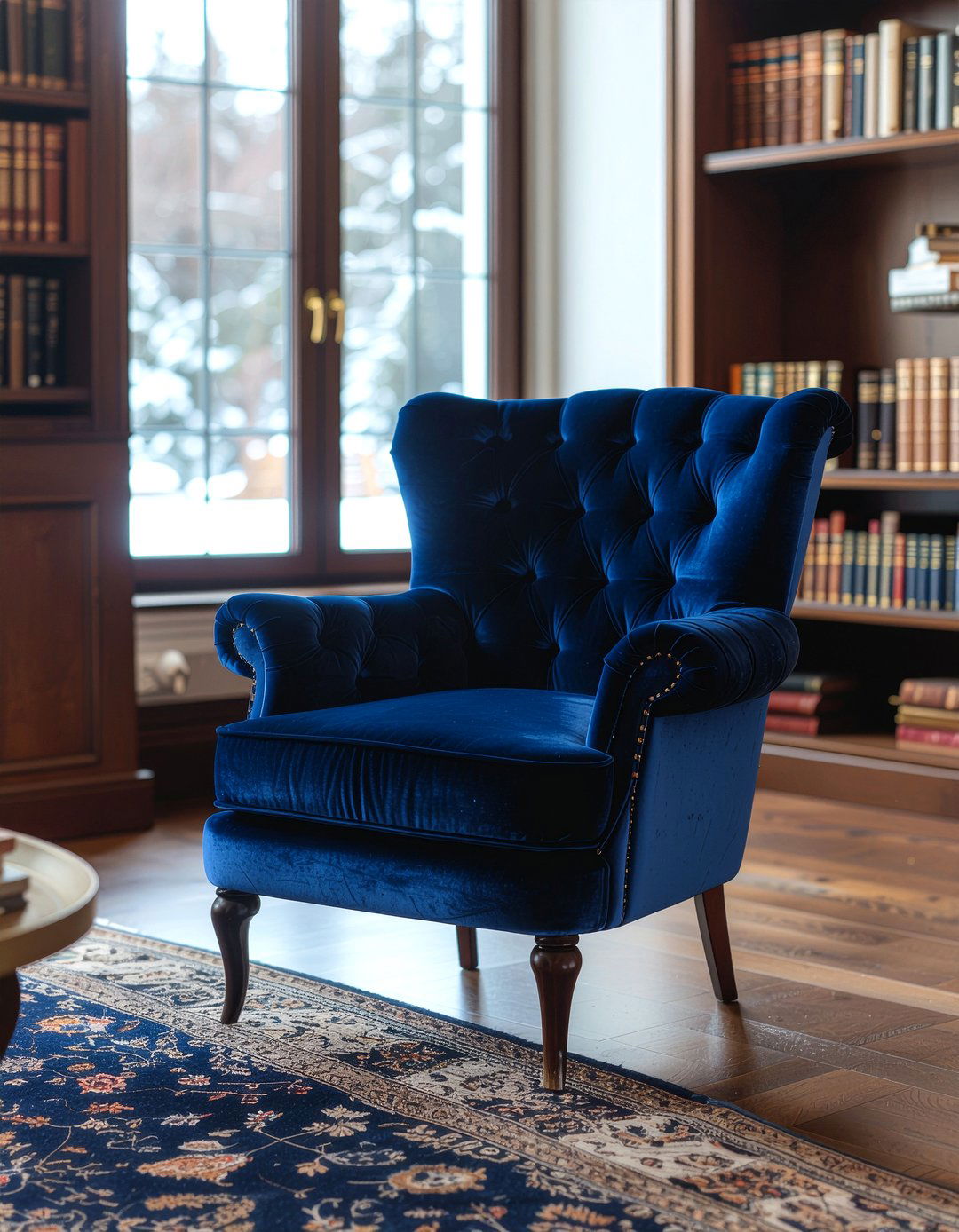 Velvet Tufted Armchair - 30 living room retro furniture ideas