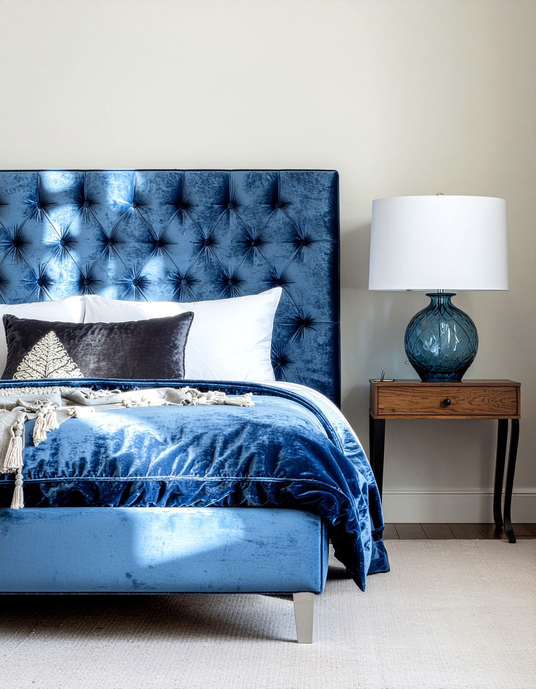 Velvet Tufted Headboard - 30 Victorian bedroom ideas