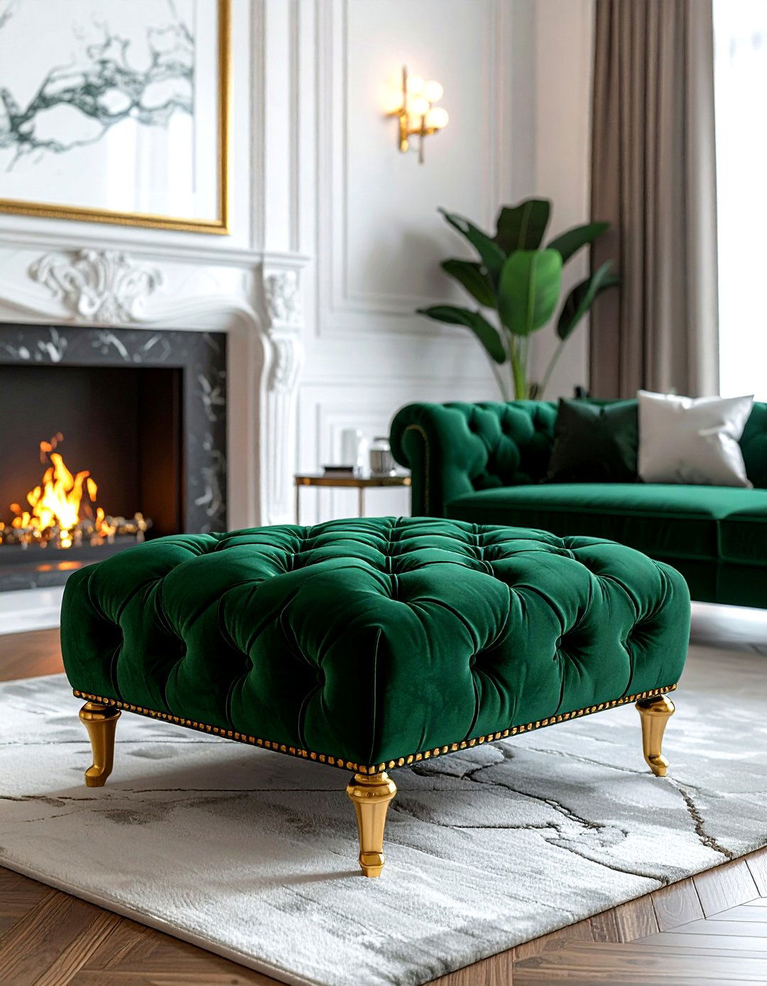 Velvet Tufted Ottoman - 30 living room ottomans