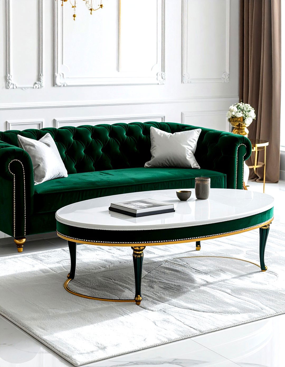 Velvet Tufted Oval Coffee Table - 30 living room oval coffee tables