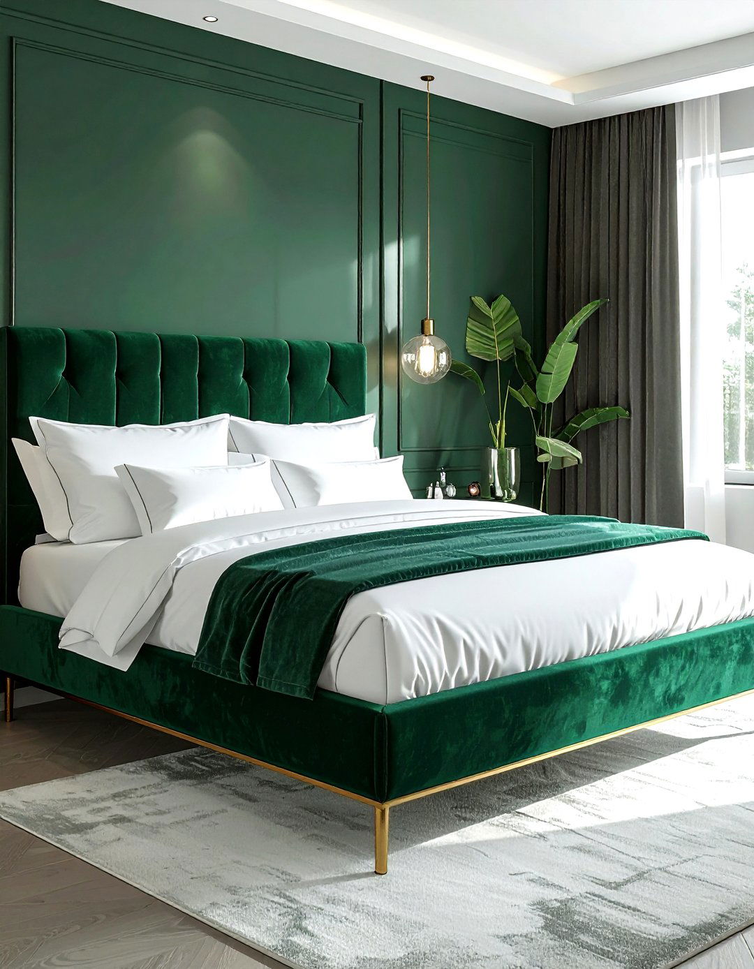 Velvet Upholstered Bed - 30 plush bedroom ideas