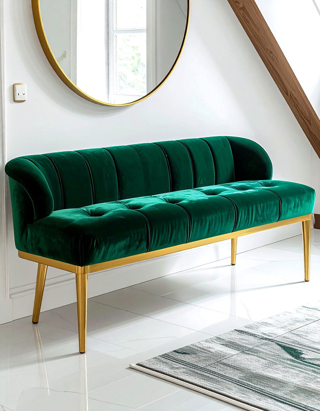 Velvet Upholstered Bench - 30 grand entryway ideas