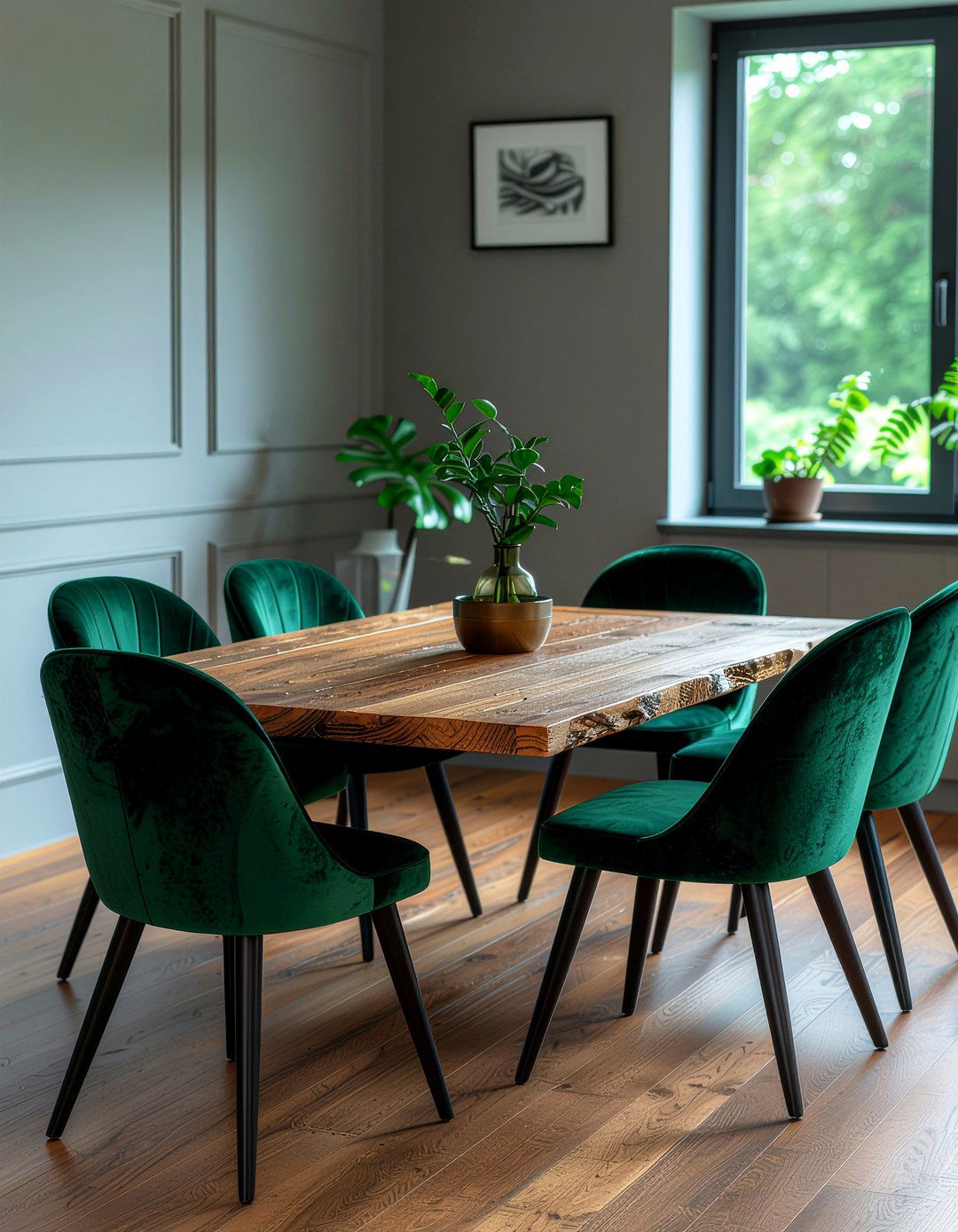 Velvet Upholstered Dining Chairs - 30 dining room balance ideas
