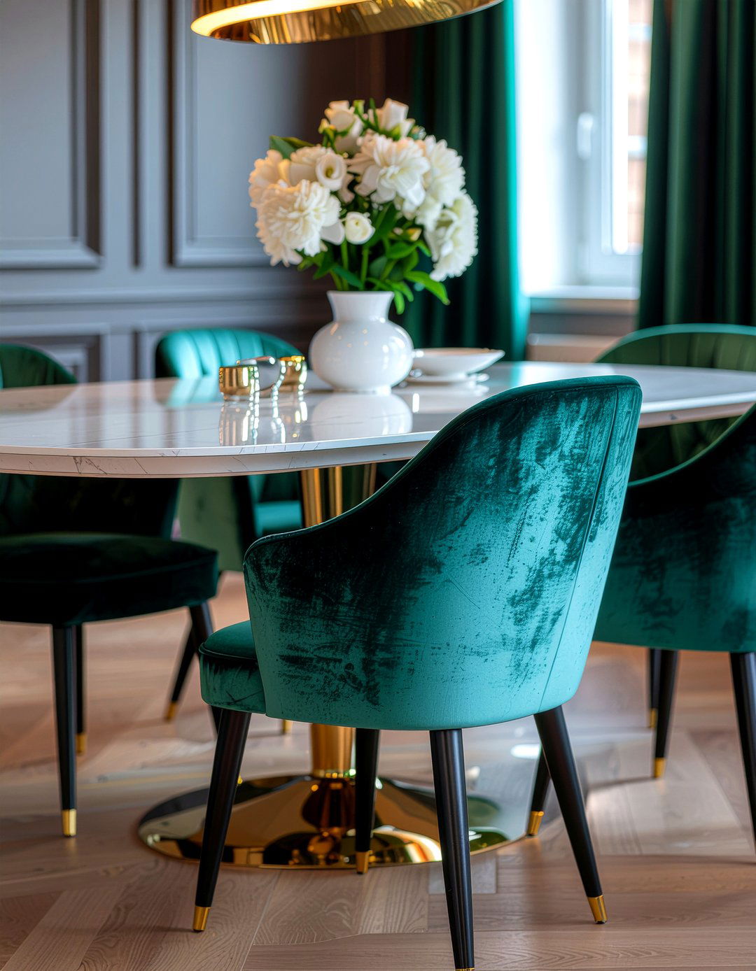 Velvet Upholstered Dining Chairs - 30 dining room Sunday dinner ideas