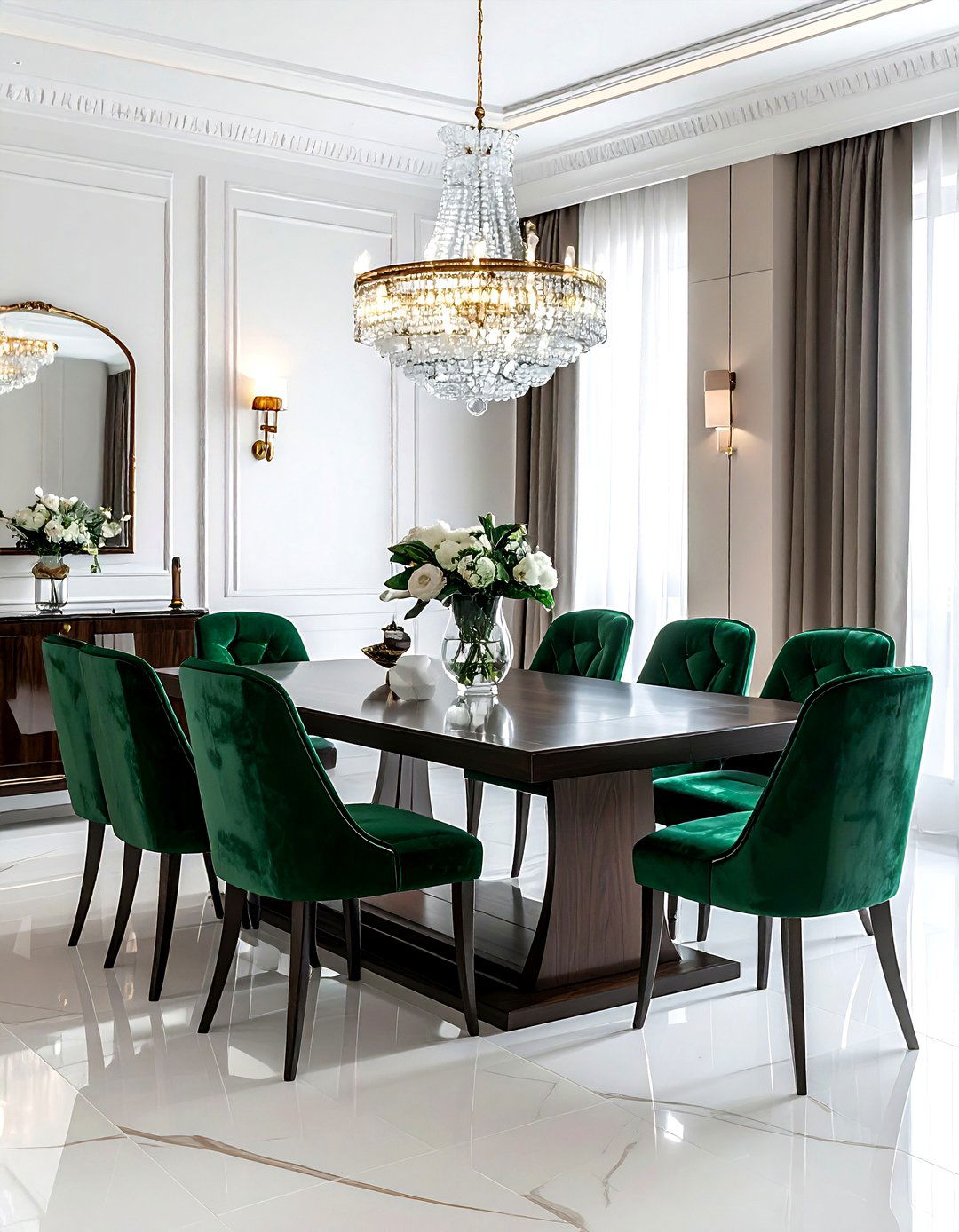 Velvet Upholstered Dining Room - 30 manor dining room ideas