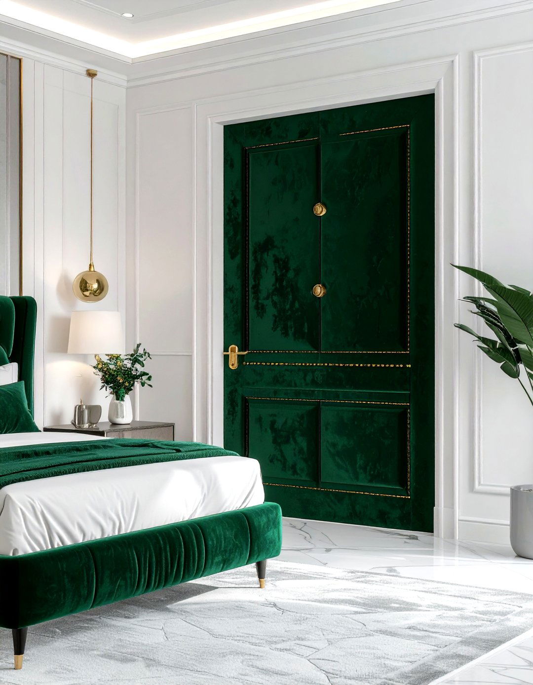 Velvet Upholstered Door - 30 bedroom door ideas